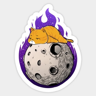 Lazy Time on the Moon Sticker